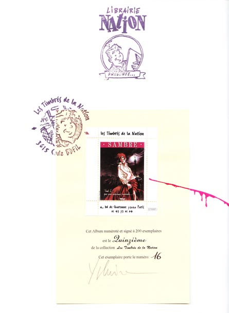 Yslaire - Sambre : Faut-il que nous mourrions ensemble... Edition les timbres de la nation par la librairie Nation